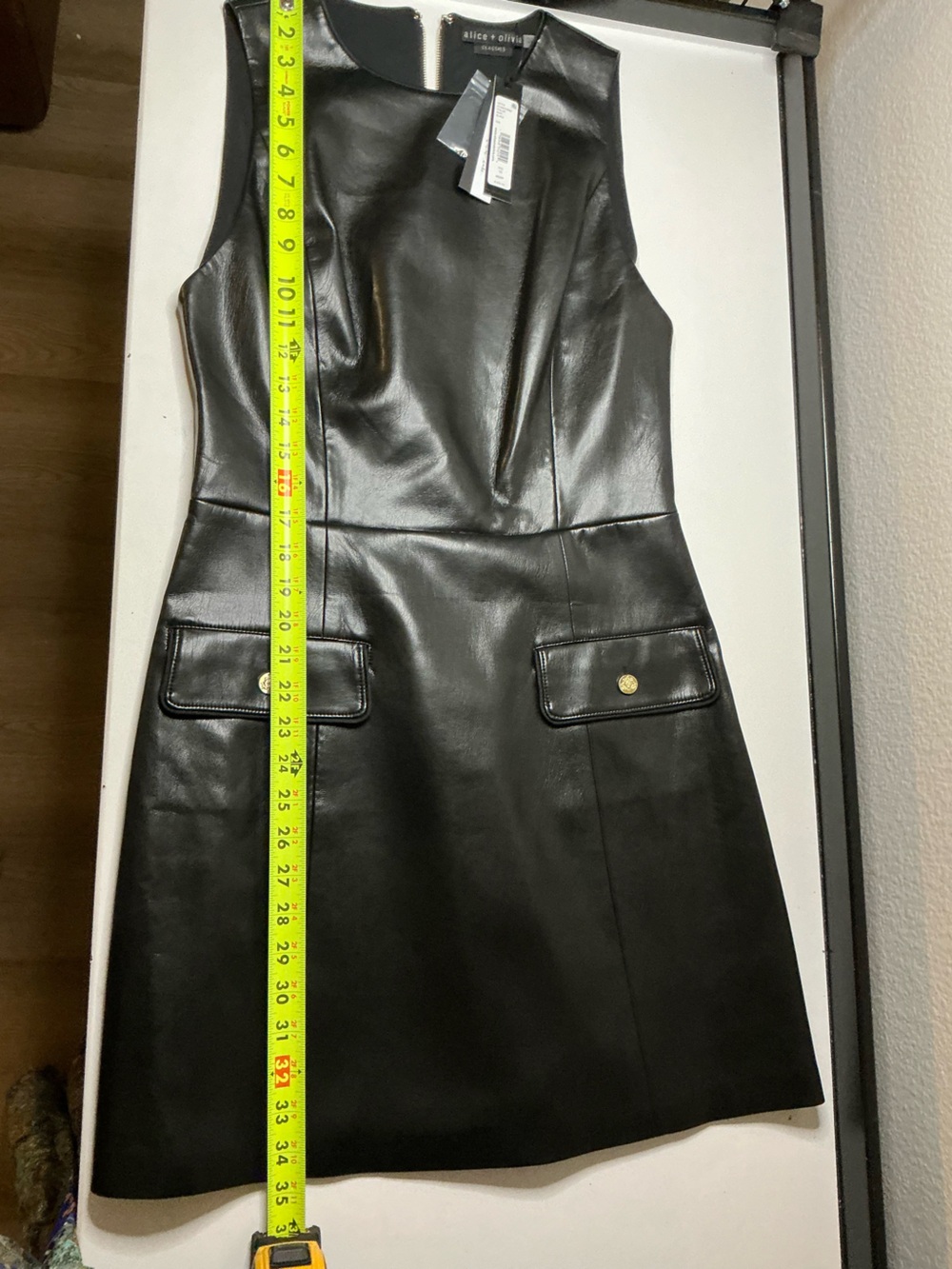 ALICE + OLIVIA  Marcella Faux-Leather Minidress Size 10 (runs small) NWT - Picture 8 of 15